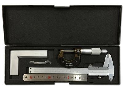 Präzisionsbox: Quadrat, Messschieber, Mikrometer, Lineal - Standard Bild - 1