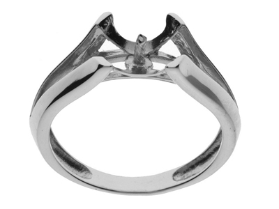 Ring Für Eine 8 Bis 9 MM Große Perle, 18k Weißgold, Rhodiniert. Ref. Bg167 - Standard Bild - 1