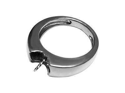 Ring Für Perlen Von 8 Bis 10 Mm, 925er Silber, Rhodiniert. Ref. Bg230 - Standard Bild - 1
