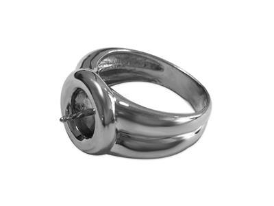 Ring Für Perlen Von 8 Bis 10 Mm, 925er Silber, Rhodiniert. Ref. Bg100 - Standard Bild - 1