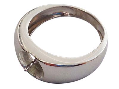 Ring Für Perlen Von 8 Bis 9 Mm, Silber 925, Rhodiniert. Ref. Bg114, Finger 52 - Standard Bild - 1