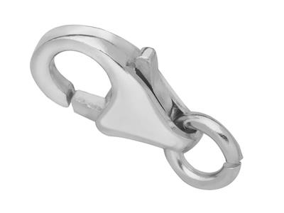Gewolbter, Geprägter Handschellenverschluss Mit Freiem Ring 11 Mm, 18k Weißgold Rhodiniert. Ref. 17028 - Standard Bild - 3