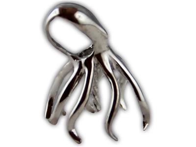 Krakenanhänger Für Perlen Von 8 Bis 10 Mm, 925er Silber, Rhodiniert. Ref. Pe082 - Standard Bild - 2