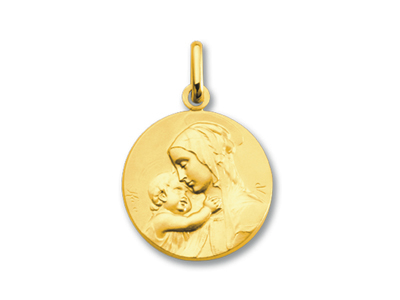 Medaille Klassische Madonna Mit Kind, 18k Gelbgold - Standard Bild - 1