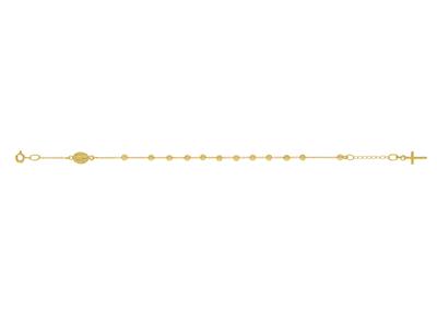 Religioses Armband Mit Kette Und Ziselierten Kugeln, Wundertätige Jungfrau Und Kreuz, 18 Cm, 18k Gelbgold - Standard Bild - 1