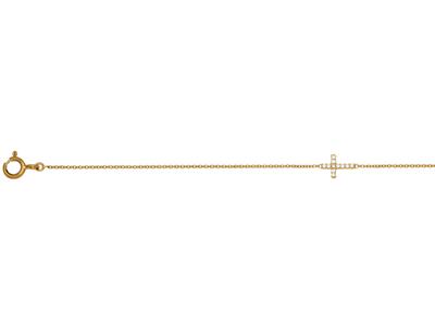 Armband Kreuz An Kette, Diamanten 0,04ct, 15-17-18 Cm, 18k Gelbgold