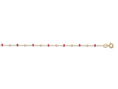 Armband Rote Kugeln, 17 Cm, 18k Gelbgold