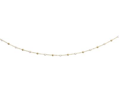 Halskette Weiße Kugeln, 42-45 Cm, 18k Gelbgold - Standard Bild - 1