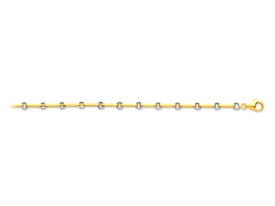 Armband Mit Quadratischen Forçat-maschen Und Abwechselnden Ringen 4,5 Mm, 18,5 Cm, Bicolor-gold 18k