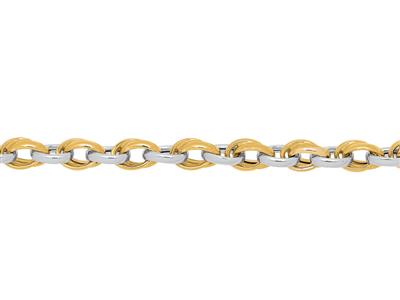 Armband Doppelringe 5,30 Mm, 19 Cm, 18k Bicolor Gold