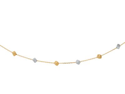 Halskette Kette 23 Würfel 3,1 Mm, 42-47 Cm, Bicolor Gold 18k - Standard Bild - 2
