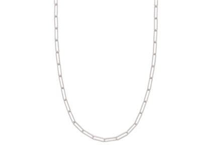 Halskette Aus Ziseliertem Rechteckgeflecht, 89 Cm, 925er Silber, Rhodiniert - Standard Bild - 1