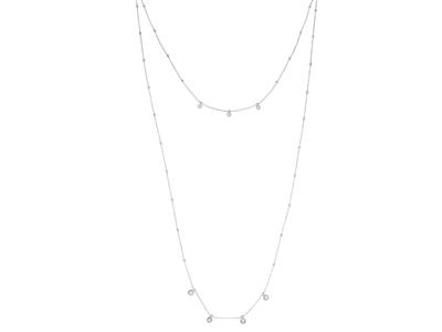 Zweireihige Halskette Aus Zirkoniumoxid Und Kugeln, 20 Cm, 925er Silber, Rhodiniert - Standard Bild - 1