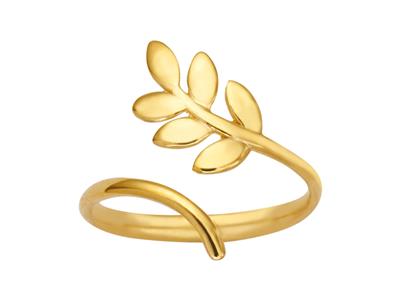 Verstellbarer Ring Blatt, 18k Gelbgold - Standard Bild - 1
