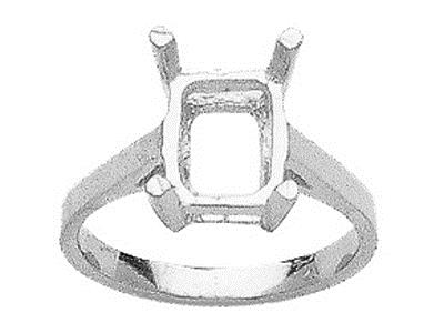 Ring In 4-krallen-fassung Für Rechteckigen Stein Von 14 X 10 Mm, 800er Weigold. Ref. 15380