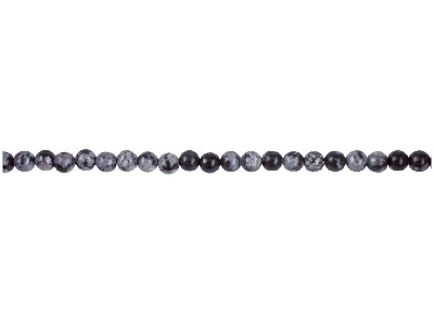 Halbedelsteinperlen, Rund, Strang 40 cm, 6 mm, Schneeflocken-obsidian - Standard Bild - 1