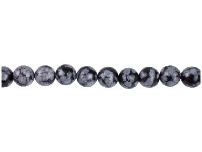 Halbedelsteinperlen, Rund, Strang 40 cm, 10 mm, Schneeflocken-obsidian - Standard Bild - 1