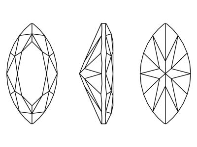 Preciosa Cubic Zirconia, Marquise Diamant, 5 X 2,5 mm, Weiß - Standard Bild - 2