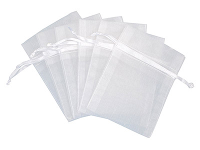 Organzabeutel, 6er-pack, 7,6 X 10 cm, Weiß - Standard Bild - 1