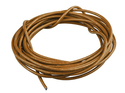 Rundes Lederband, Durchmesser 2 mm, 3 x 1 meter Länge, Braun - Standard Bild - 1