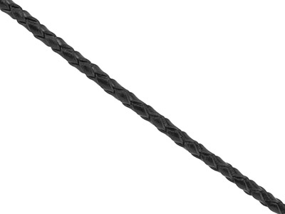 Geflochtenes Lederband, Rund, Durchmesser 3mm, Länge 1x3meter, Schwarz