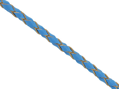 Geflochtenes Lederband, Rund, Durchmesser 3mm, Länge 1x3meter, Blau