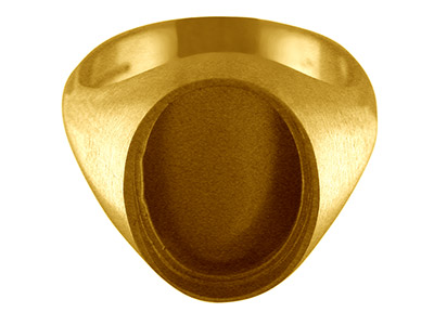 9 Kt Gelbgold, C11, Rubover-solitärring, Oval, Mit Echtheitsstempel, Steingröße 16 x 12 mm, Größe S, Feste Rückseite - Standard Bild - 1