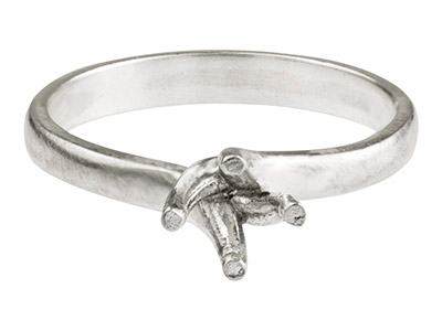 Gegossener Ring Aus Sterlingsilber, 4 krappen, Verdreht, 6,0 mm, 0,75 pt, Rund, Größe m - Standard Bild - 1