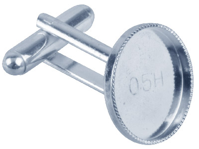 Silberbeschichteter Manschettenknopf Mit Milgrain-rand, 15 mm, Rund, 6er-pack - Standard Bild - 1