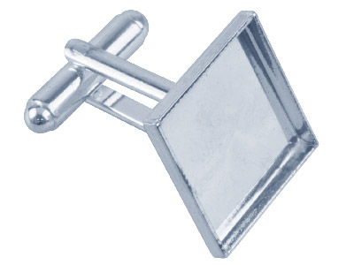 Silberbeschichteter Manschettenknopf Mit 17 mm Großem Viereckigem Kissen, 6er-pack - Standard Bild - 1