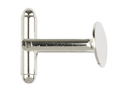 Silberbeschichteter Manschettenknopf Mit 11 mm Flachem Kissen, 6er-pack - Standard Bild - 2