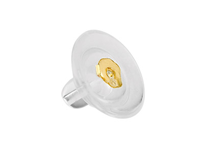 Beweglicher Stopper Für Ohrringe, Scheibenförmig, 2er-pack, Silikon Und 9kt Gelbgold