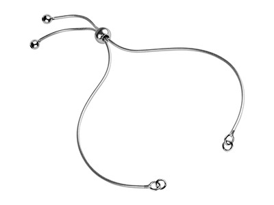 Verstellbarer Kugelverschluss Und Schlangenketten-armbandteil Aus Sterlingsilber - Standard Bild - 1