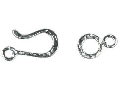 Haken Und Ringverschluss Aus Sterlingsilber, Strukturiert, 23 mm Haken, 15 mm Ringverschluss - Standard Bild - 1