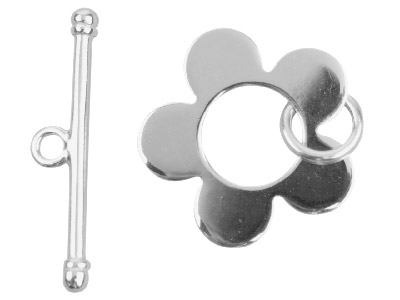 Ring-stab-verschluss Aus Sterlingsilber, Blütenform, Stablänge 23 Mm, Ringdurchmesser 20 MM - Standard Bild - 1
