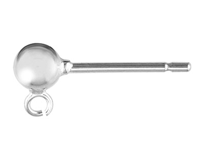 Stengel Kugel 4 MM Mit Ring, 925er Silber, Beutel Mit 5 Paaren - Standard Bild - 1