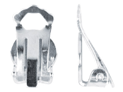 Ohrclippaar Aus Sterlingsilber, Flaches Kissen Und Großer Flacher Clip, 10 mm - Standard Bild - 1