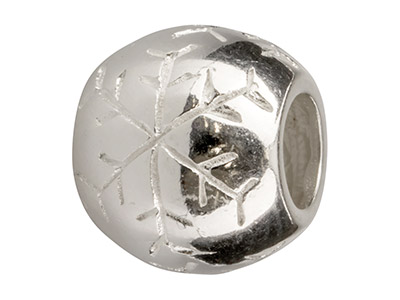 Schlichter Perlenanhänger Mit Eingravierter Schneeflocke Aus Sterlingsilber - Standard Bild - 1