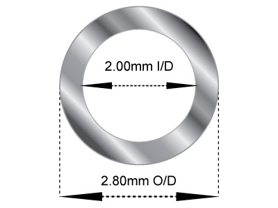 Sterlingsilberrohr, Ref. 6, Außendurchmesser 2,8 mm, Innendurchmesser 2,0 mm, Wandstärke 0,4 mm, 100 % Recyceltes Silber - Standard Bild - 2