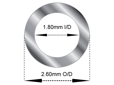 Sterlingsilberrohr, Ref. 7, Außendurchmesser 2,6 mm, Innendurchmesser 1,8 mm, Wandstärke 0,4 mm, 100 % Recyceltes Silber - Standard Bild - 2