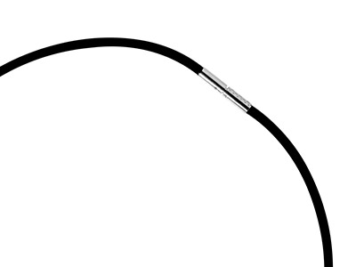 Gummi-halsband, Verschluss Aus Sterlingsilber, 5,5 mm, 45 cm, Schwarz - Standard Bild - 2
