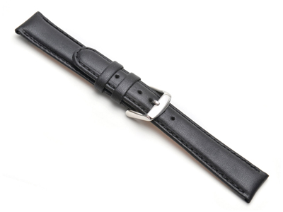 Uhrenarmband, Schwarz, 20 mm, Echtes Kalbsleder, Gepolstert - Standard Bild - 1
