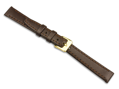 Uhrenarmband, Gesteppt, 20 mm, Echtes Kalbsleder, Braun - Standard Bild - 1