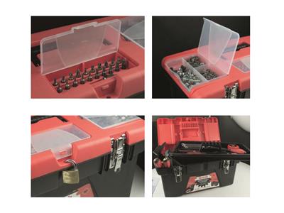 Werkzeugkasten, Schwarz-roter Kunststoff, Groß, Mob - Standard Bild - 3