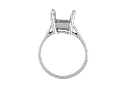 Ring In 4-krallen-fassung Für Rechteckigen Stein Von 10 X 8 Mm, 800er Weißgold. Ref. 15377 - Standard Bild - 1