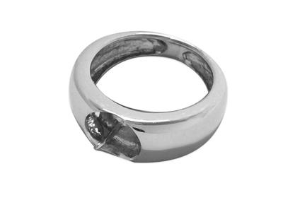 Ring Für 10 MM Perle, 925er Silber, Rhodiniert. Ref. Bg113 - Standard Bild - 1