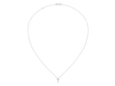 Halskette Forçat, Mit Stangenhalterung Für Perle Und Chaton Für Stein Von 0,05 Ct, 41+3 Cm, 18k Weißgold - Standard Bild - 1