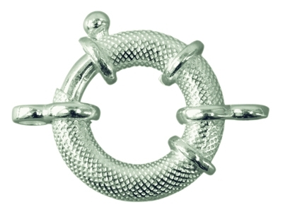 Jumbo Kettenverschluss Aus Sterlingsilber, 2 achtförmige Biegeringe, 19 mm, Strukturiertes Finish - Standard Bild - 1