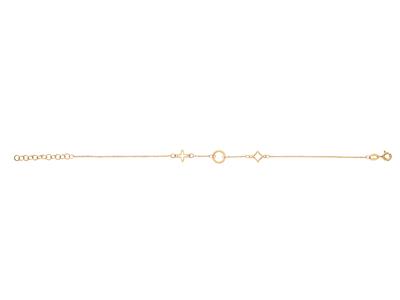 Fantasie-armband Mit 3 Motiven Blume, Kreuz Und Raute, 17+3 Cm, 18k Gelbgold - Standard Bild - 1