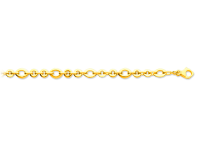 Mesh-armband Abwechselnd Ovale Runde Linsen 7,7 Mm, 19,5 Cm, 18k Gelbgold - Standard Bild - 1